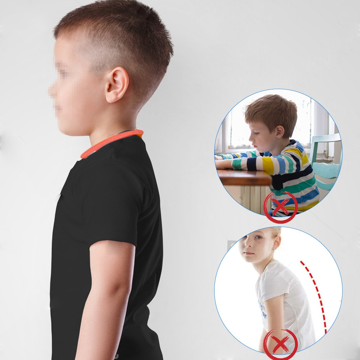 Corector inteligent de postura, cu vibratii, pentru indreptarea spatelui, senzor inteligent, afisaj, negru