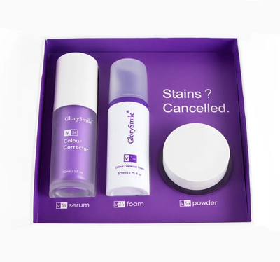 Set pentru albirea dintilor Glory Smile V34, pudra, spuma si pasta de dinti, tratament dentar profesional