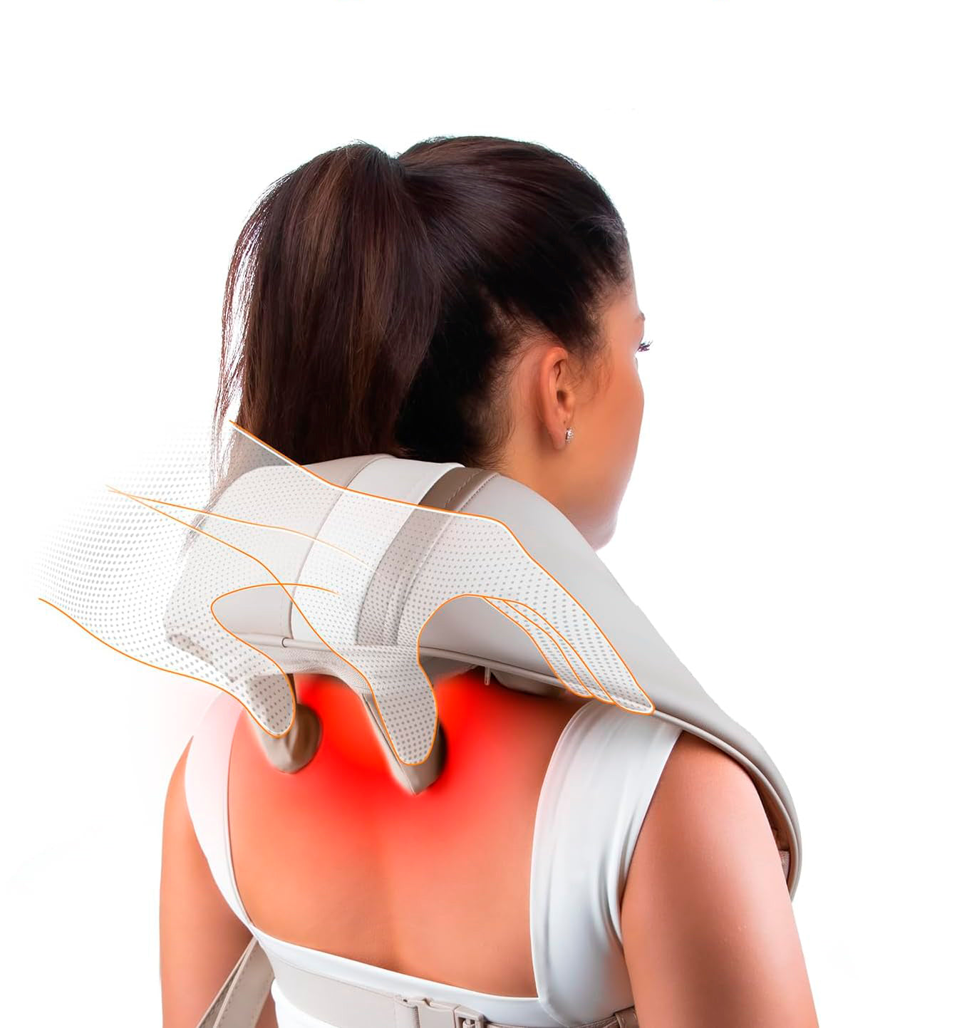 Aparat de masaj profesional electric Mini Neck N5, pentru gat si umeri,  functie de incalzire, fara fir, autonomie 90 minute