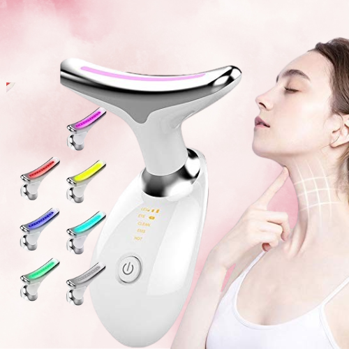 Dispozitiv facial anti-rid cu lifting și terapie LED pentru gât