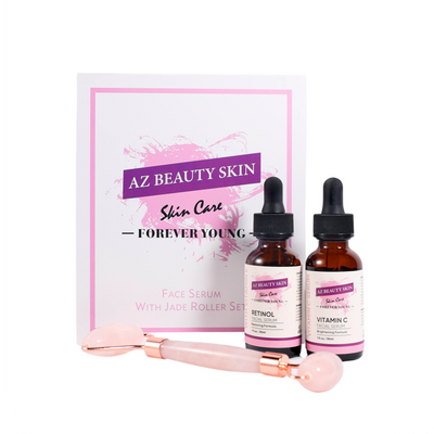 Set anti aging, Rola din Cuart si Ser Facial 2x 30 ml, AZ Beauty Skin