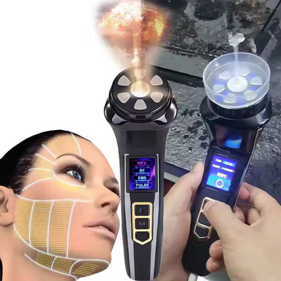Aparat masaj facial cu ultrasunete, Mini Hifu, cu functie EMS, terapie fotonică și radiofrecvență, tehnologie avansată de generația a treia