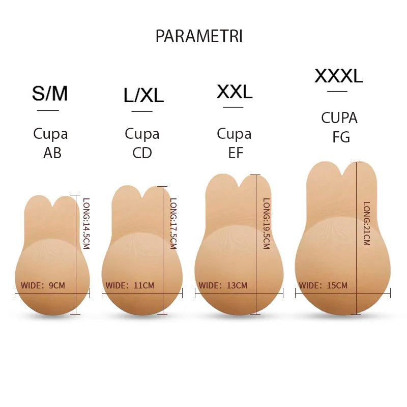 Sutien invizibil, din silicon cu efect de push up, Nude
