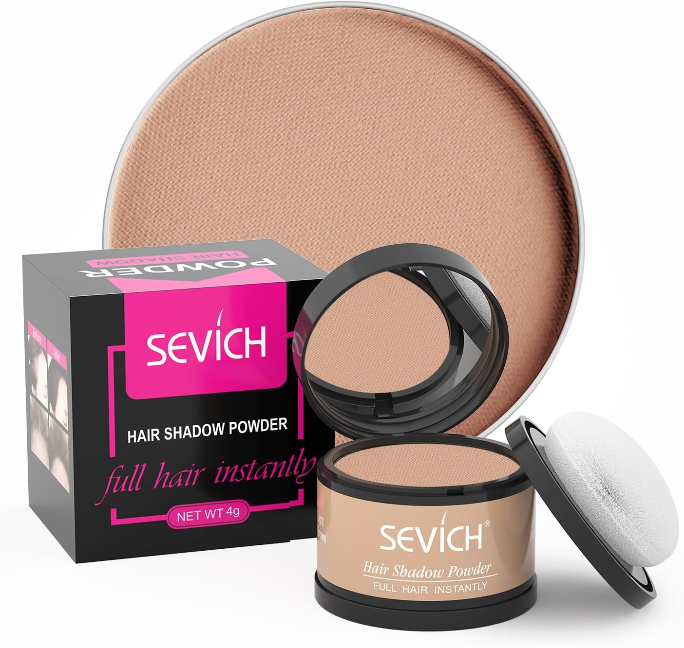 Pudra de par pentru camuflarea zonelor cu par rar, SEVICH