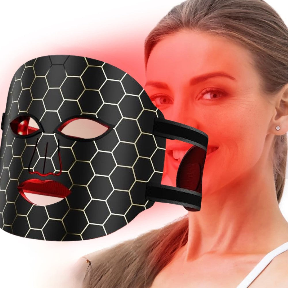 Masca Faciala din Silicon, SkinLight, Fototerapie cu 96 leduri 3D, 288 de fascicule  pentru rejuvenare și tratarea acneei