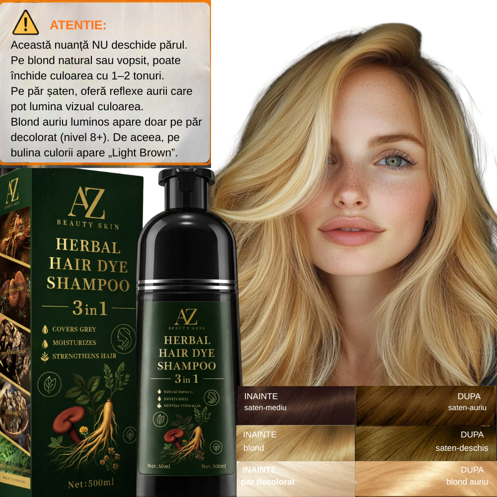 Sampon colorant pentru par, fara amoniac, unisex, 500 ml – AZ Beauty Skin®
