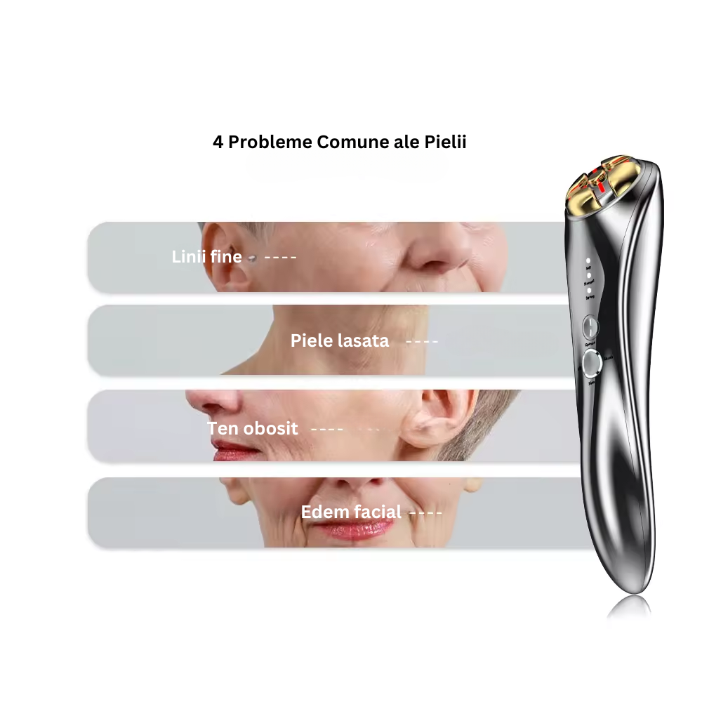 Aparat pentru masaj facial, Lifting si Intinerire cu Tehnologie Avansata RF 1MHZ si EMS, Photon Skin