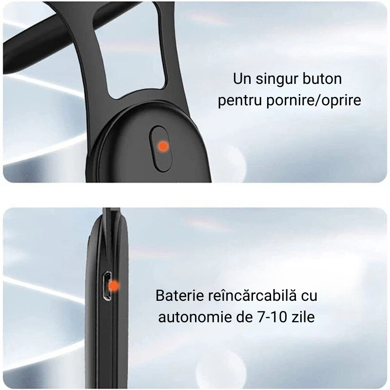 Corector inteligent de postura, cu vibratii, pentru indreptarea spatelui, senzor inteligent, afisaj, negru