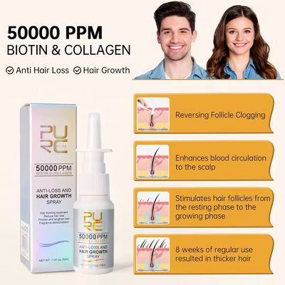 Spray pentru creșterea părului cu biotină și colagen pentru bărbați și femei, ser pentru întărirea părului, tratament pentru scalp anti-cădere