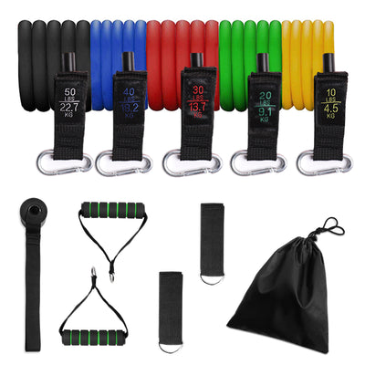Set 11 bucati extensor fitness cu corzi elastice