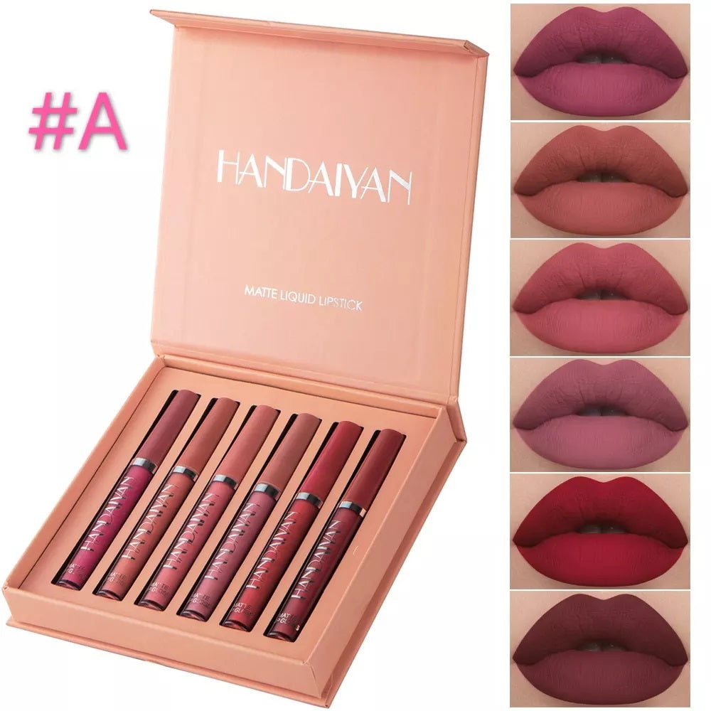 Set 6 rujuri mate rezistente la transfer, Handaiyan, 2.5 ml A-Z Beauty Skin