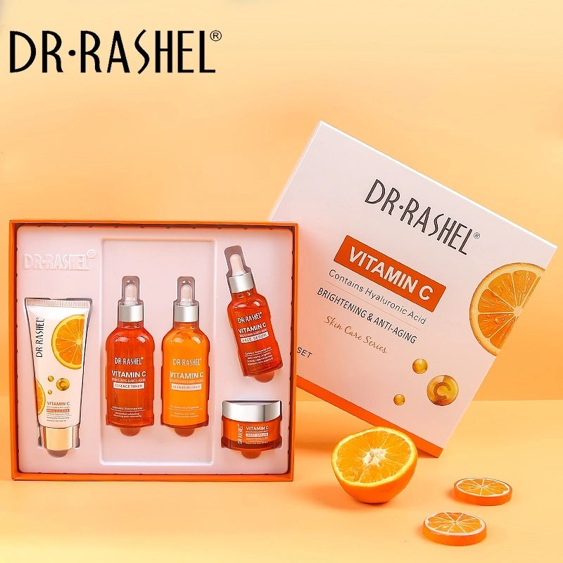 Set 5 Produse Anti - Aging cu Vitamina C, Acid Hialuronic si Niacinamide