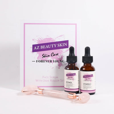 Set anti aging, Rola din Cuart si Ser Facial 2x 30 ml, AZ Beauty Skin